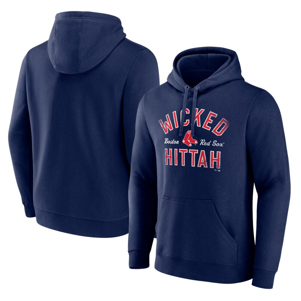 Men's Boston Red Sox  Branded Navy Hometown Collection Wicked Hit Fitted Pullover Hoodie