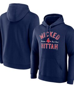 Men's Boston Red Sox  Branded Navy Hometown Collection Wicked Hit Fitted Pullover Hoodie
