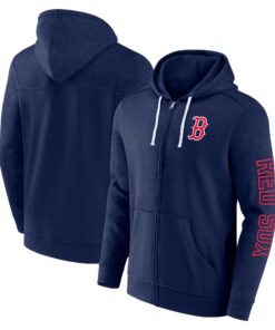 Men's Boston Red Sox  Branded Navy Offensive Line Up Lightweight Full-Zip Hoodie