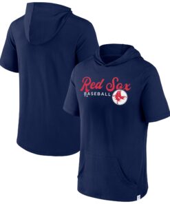 Men's Boston Red Sox  Branded Navy Offensive Strategy Short Sleeve Pullover Hoodie