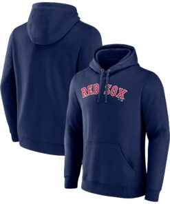 Men's Boston Red Sox  Branded Navy Official Wordmark Fitted Pullover Hoodie