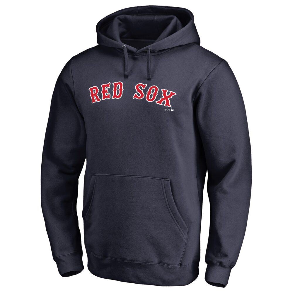 Men's Boston Red Sox  Branded Navy Official Wordmark Fitted Pullover Hoodie