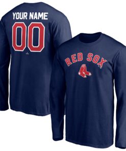 Men's Boston Red Sox  Branded Navy Personalized Winning Streak Name & Number Long Sleeve T-Shirt