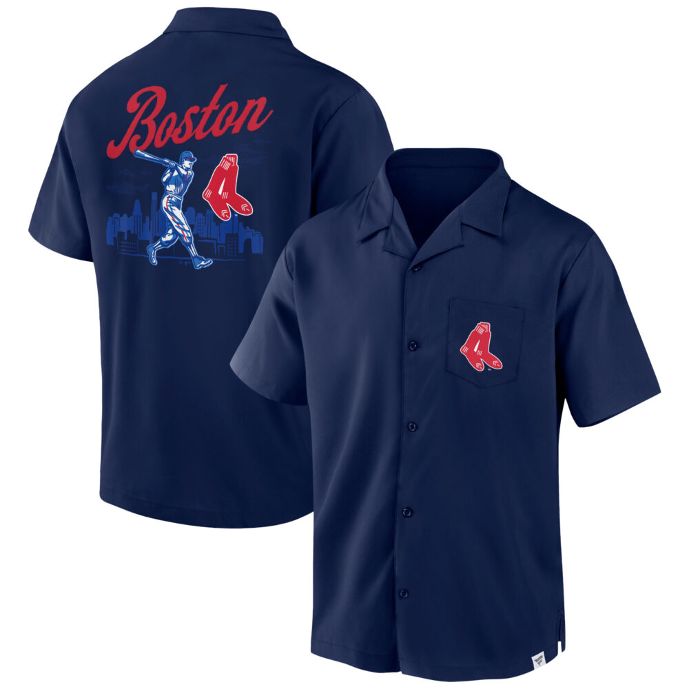 Men's Boston Red Sox  Branded Navy Proven Winner Camp Button-Up Shirt