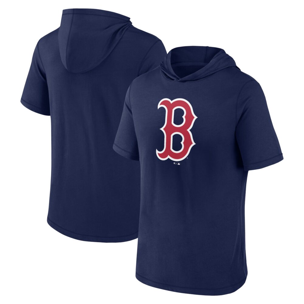 Men's Boston Red Sox  Branded Navy Short Sleeve Hoodie T-Shirt