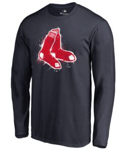 Men's Boston Red Sox  Branded Navy Splatter Logo Long Sleeve T-Shirt