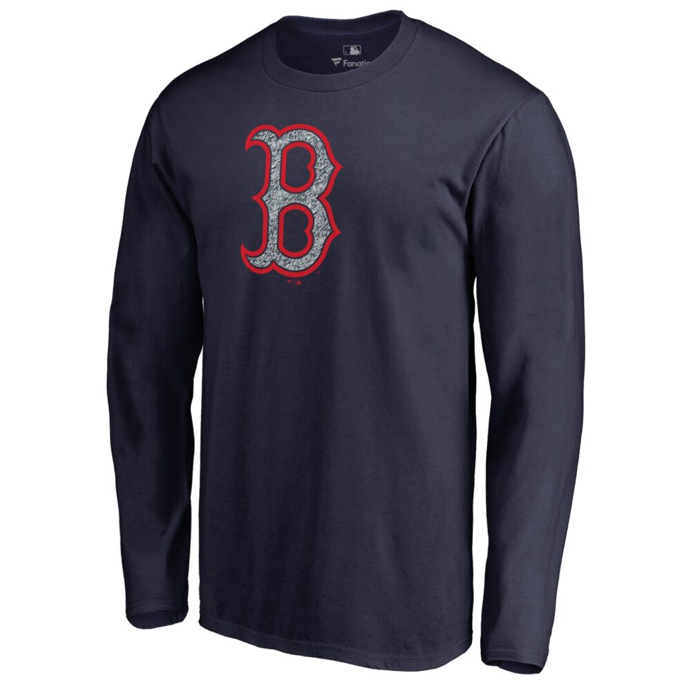 Men's Boston Red Sox  Branded Navy Static Logo Long Sleeve T-Shirt