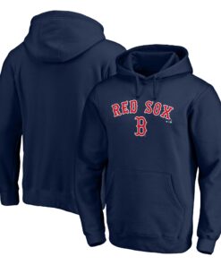Men's Boston Red Sox  Branded Navy Team Lock Up Wordmark Pullover Hoodie