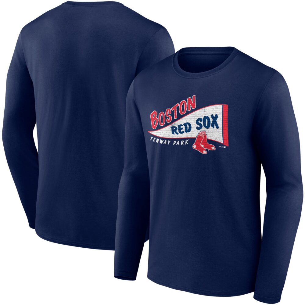 Men's Boston Red Sox  Branded Navy Wordmark Hometown Collection Long Sleeve T-Shirt