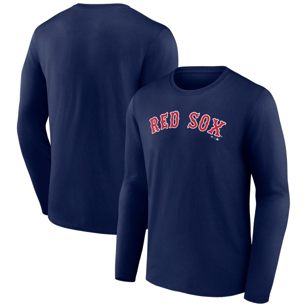 Men's Boston Red Sox  Branded Navy Wordmark Long Sleeve T-Shirt