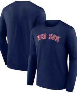 Men's Boston Red Sox  Branded Navy Wordmark Long Sleeve T-Shirt
