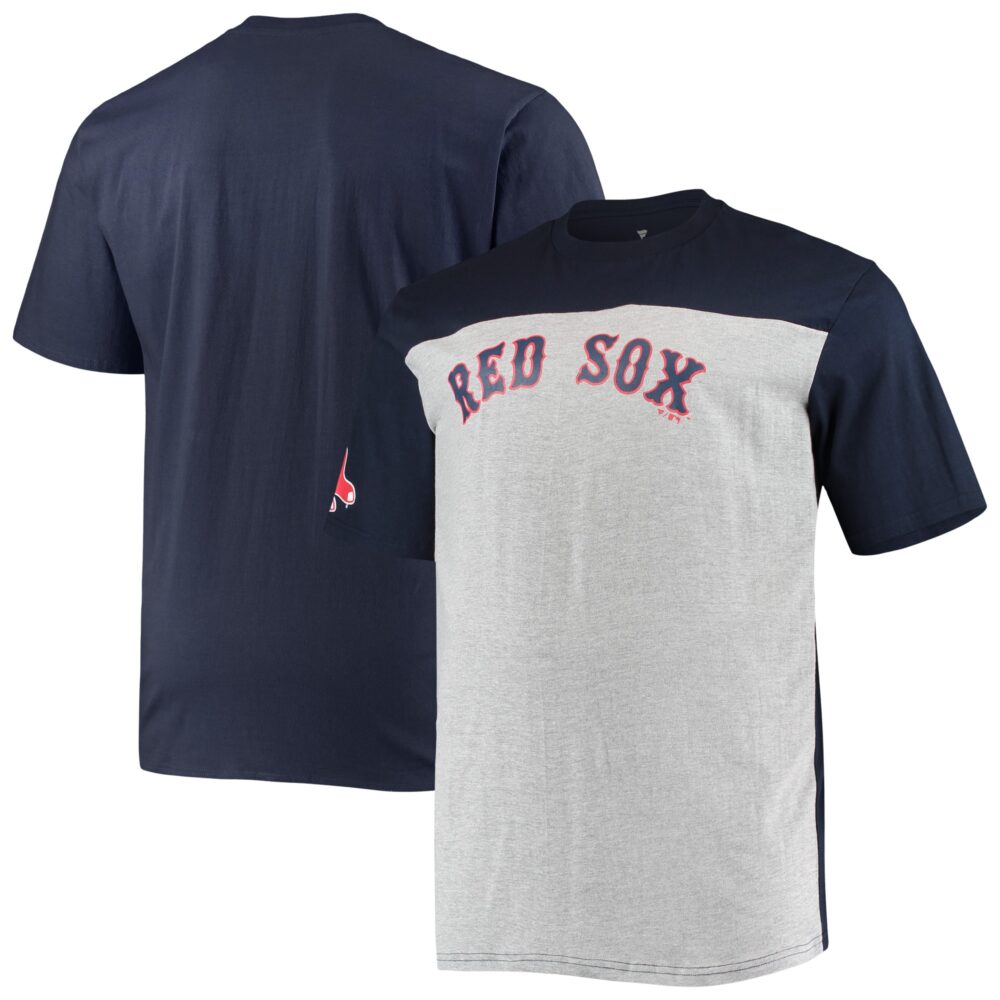 Men's Boston Red Sox  Branded Navy/Heathered Gray Big & Tall Colorblock T-Shirt