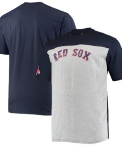 Men's Boston Red Sox  Branded Navy/Heathered Gray Big & Tall Colorblock T-Shirt
