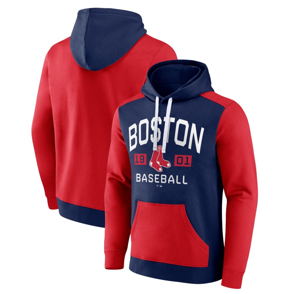 Men's Boston Red Sox  Branded Navy/Red Chip In Pullover Hoodie