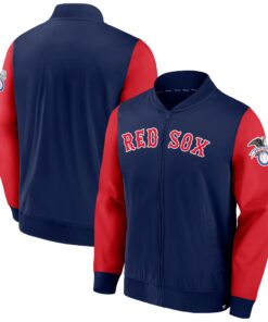 Men's Boston Red Sox  Branded Navy/Red Iconic Record Holder Full-Zip Lightweight Windbreaker Bomber Jacket