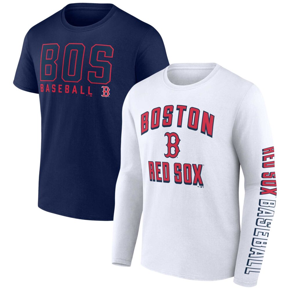 Men's Boston Red Sox  Branded Navy/White Two-Pack Combo T-Shirt Set