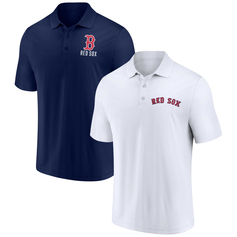 Men's Boston Red Sox  Branded Navy/White Two-Pack Logo Lockup Polo Set