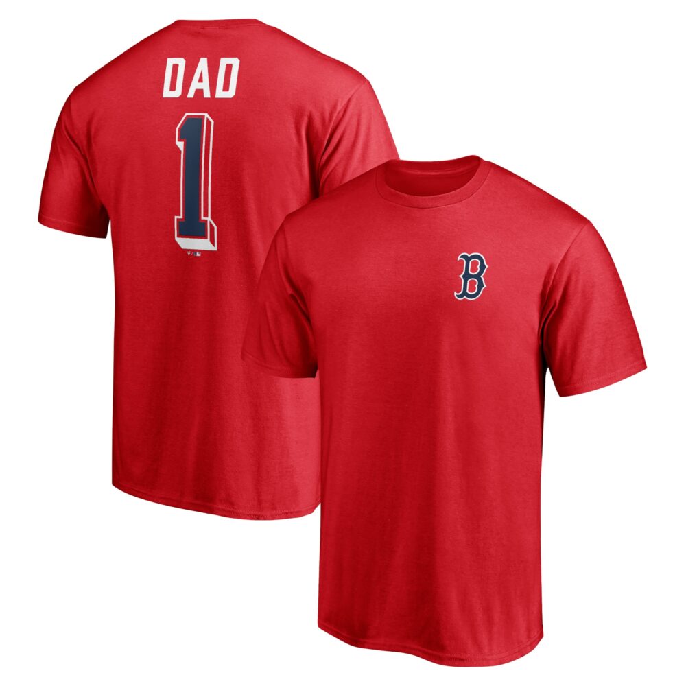 Men's Boston Red Sox  Branded Red Number One Dad T-Shirt
