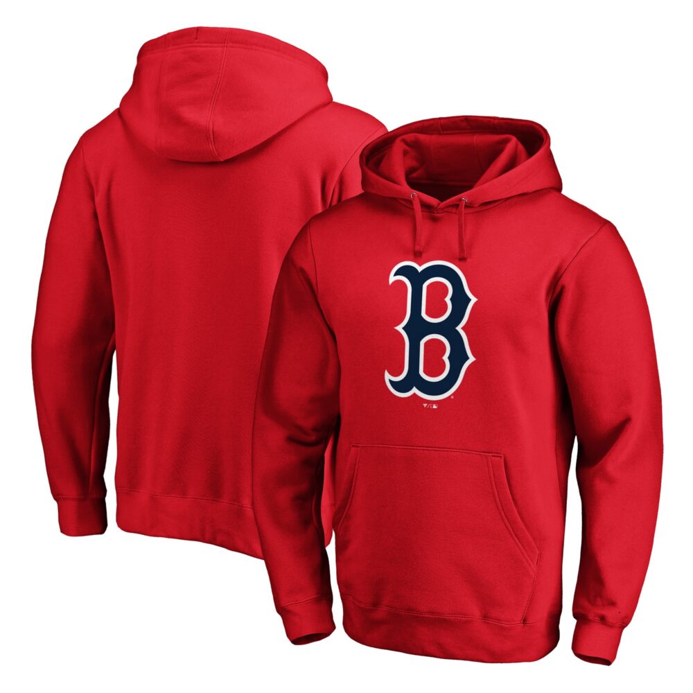 Men's Boston Red Sox  Branded Red Official Logo Fitted Pullover Hoodie