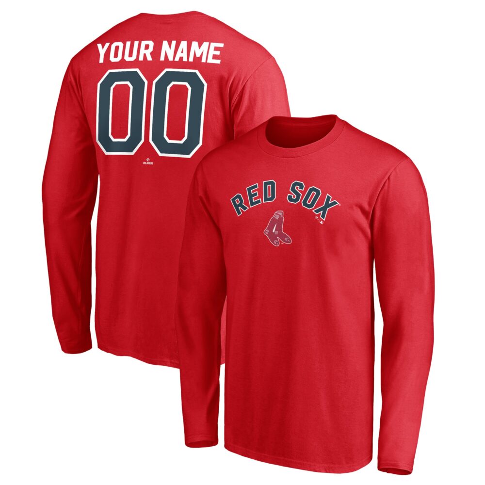 Men's Boston Red Sox  Branded Red Personalized Cooperstown Collection Winning Streak Long Sleeve T-Shirt