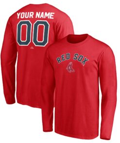 Men's Boston Red Sox  Branded Red Personalized Cooperstown Collection Winning Streak Long Sleeve T-Shirt