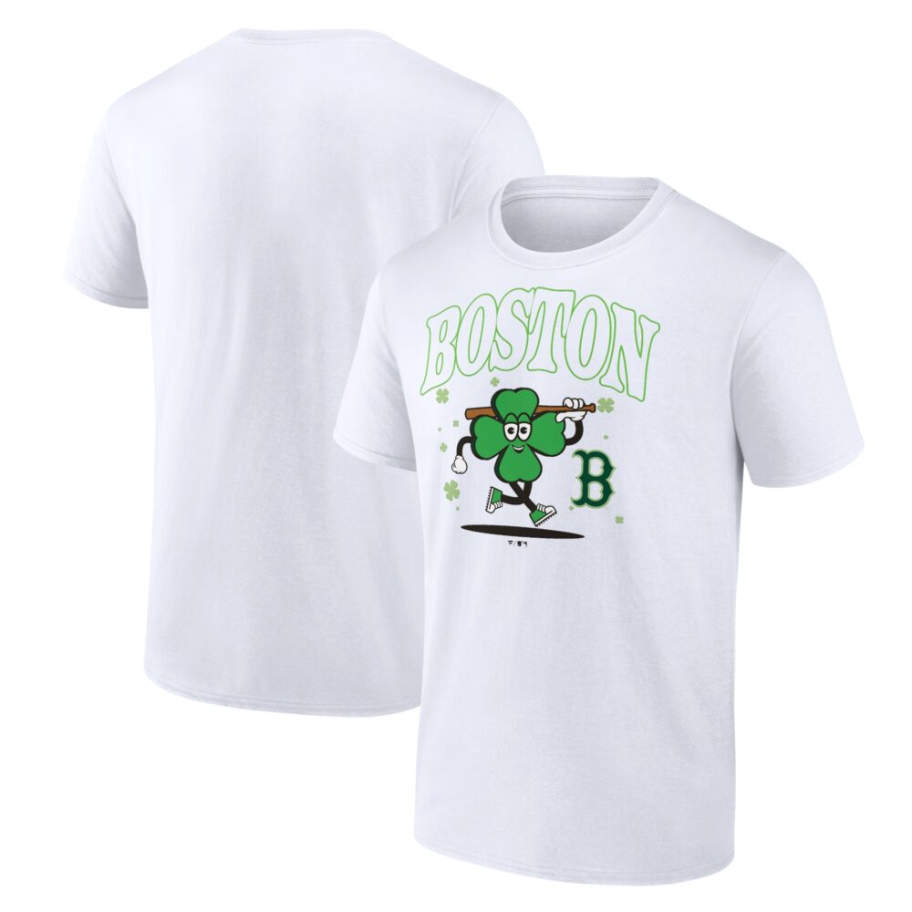 Men's Boston Red Sox   Branded White Clover Mascot T-Shirt