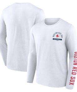 Men's Boston Red Sox  Branded White Pressbox Long Sleeve T-Shirt