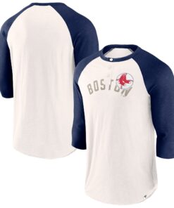 Men's Boston Red Sox  Branded White/Navy Backdoor Slider Raglan 3/4-Sleeve T-Shirt