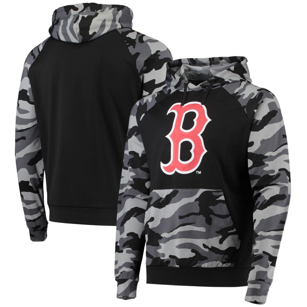 Men's Boston Red Sox FOCO Black Camo Raglan Pullover Hoodie