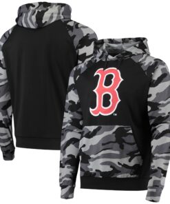Men's Boston Red Sox FOCO Black Camo Raglan Pullover Hoodie
