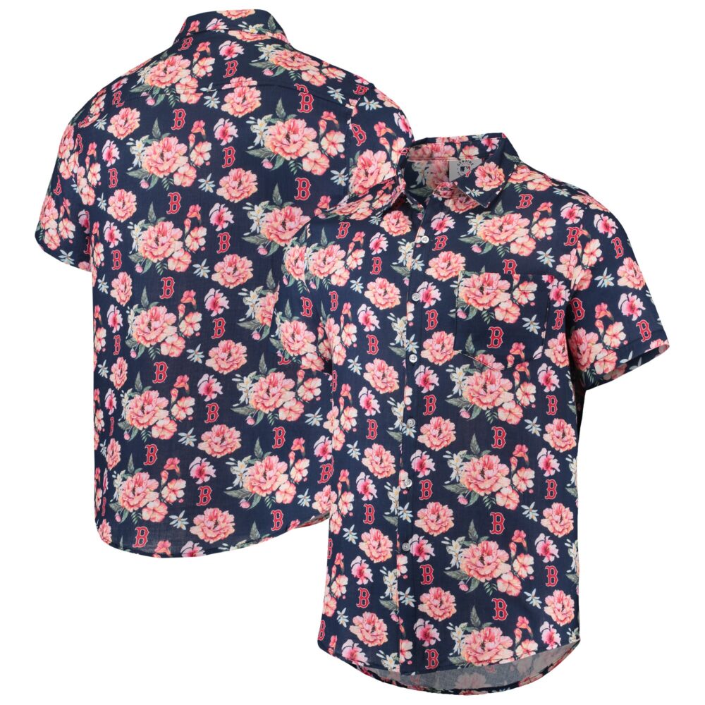 Men's Boston Red Sox FOCO Navy Floral Linen Button-Up Shirt