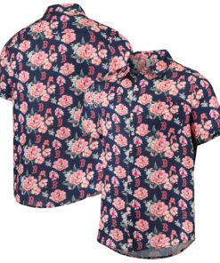 Men's Boston Red Sox FOCO Navy Floral Linen Button-Up Shirt