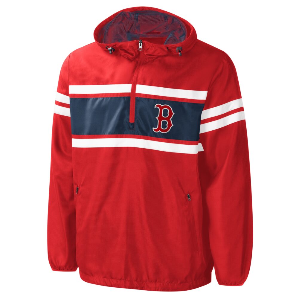 Men's Boston Red Sox G-III Sports by Carl Banks Red Game Score Quarter-Zip Windbreaker