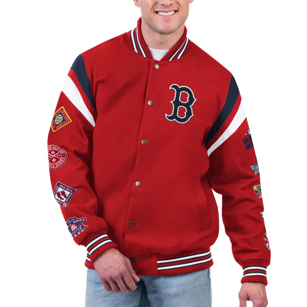 Men's Boston Red Sox G-III Sports by Carl Banks Red Quick Full-Snap Varsity Jacket