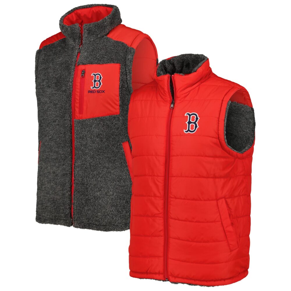Men's Boston Red Sox G-III Sports by Carl Banks Red/Charcoal Power Hitter Reversible Full-Zip Vest