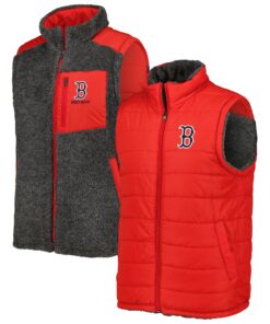 Men's Boston Red Sox G-III Sports by Carl Banks Red/Charcoal Power Hitter Reversible Full-Zip Vest
