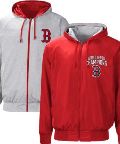 Men's Boston Red Sox G-III Sports by Carl Banks Red/Gray Southpaw Reversible Raglan Hoodie Full-Zip Jacket