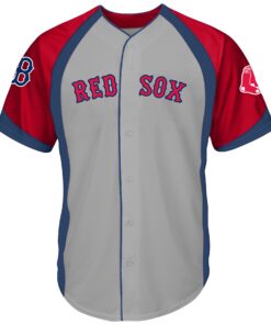 Men's Boston Red Sox Gray/Navy Big & Tall Colorblock Full-Button Jersey