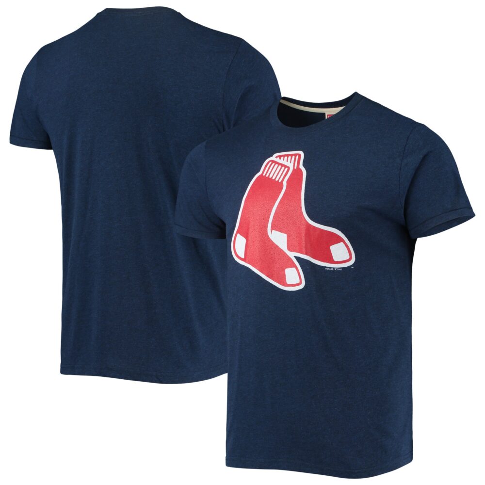 Men's Boston Red Sox Homage Navy Hand-Drawn Logo Tri-Blend T-Shirt