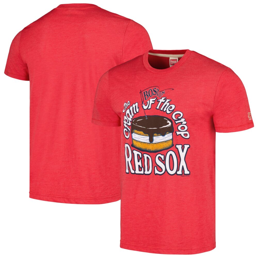 Men's Boston Red Sox  Homage Red Cream of the Crop Hyper Local Tri-Blend T-Shirt