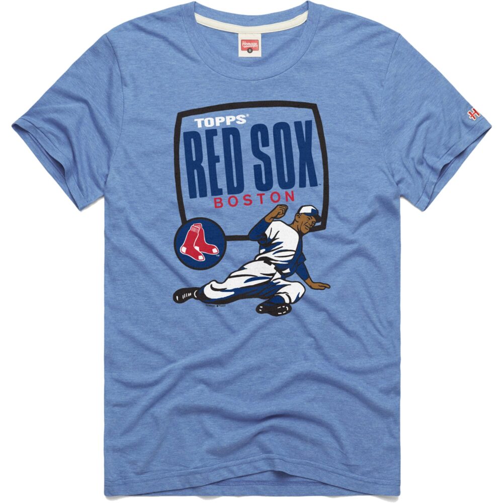 Men's Boston Red Sox Homage x Topps Light Blue Tri-Blend T-Shirt