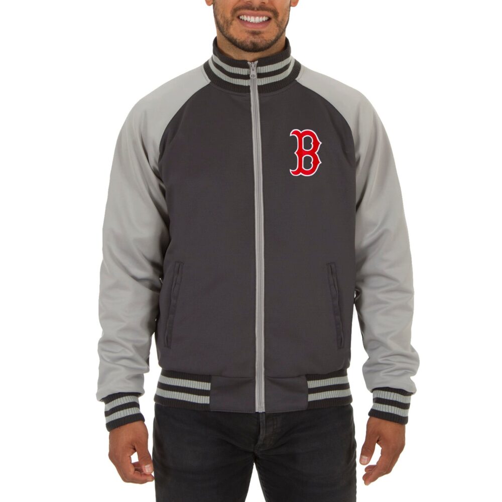 Men's Boston Red Sox JH Design Gray Reversible Track Jacket