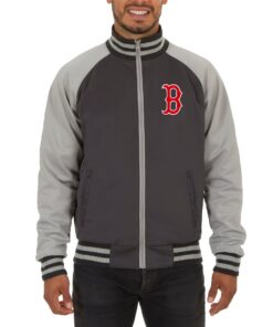 Men's Boston Red Sox JH Design Gray Reversible Track Jacket