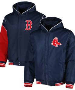 Men's Boston Red Sox JH Design Navy Reversible Fleece Full-Snap Hoodie Jacket