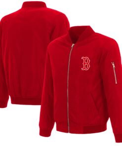 Men's Boston Red Sox JH Design Red Full-Zip Nylon Bomber Jacket