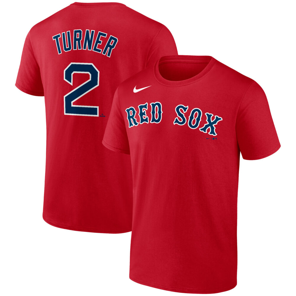 Men's Boston Red Sox Justin Turner Nike Red Name & Number T-Shirt