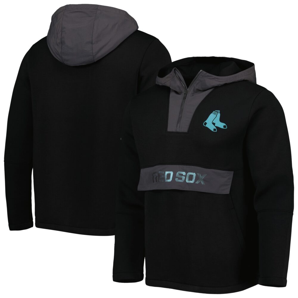 Men's Boston Red Sox Levelwear Black Ruckus Quarter-Zip Hoodie