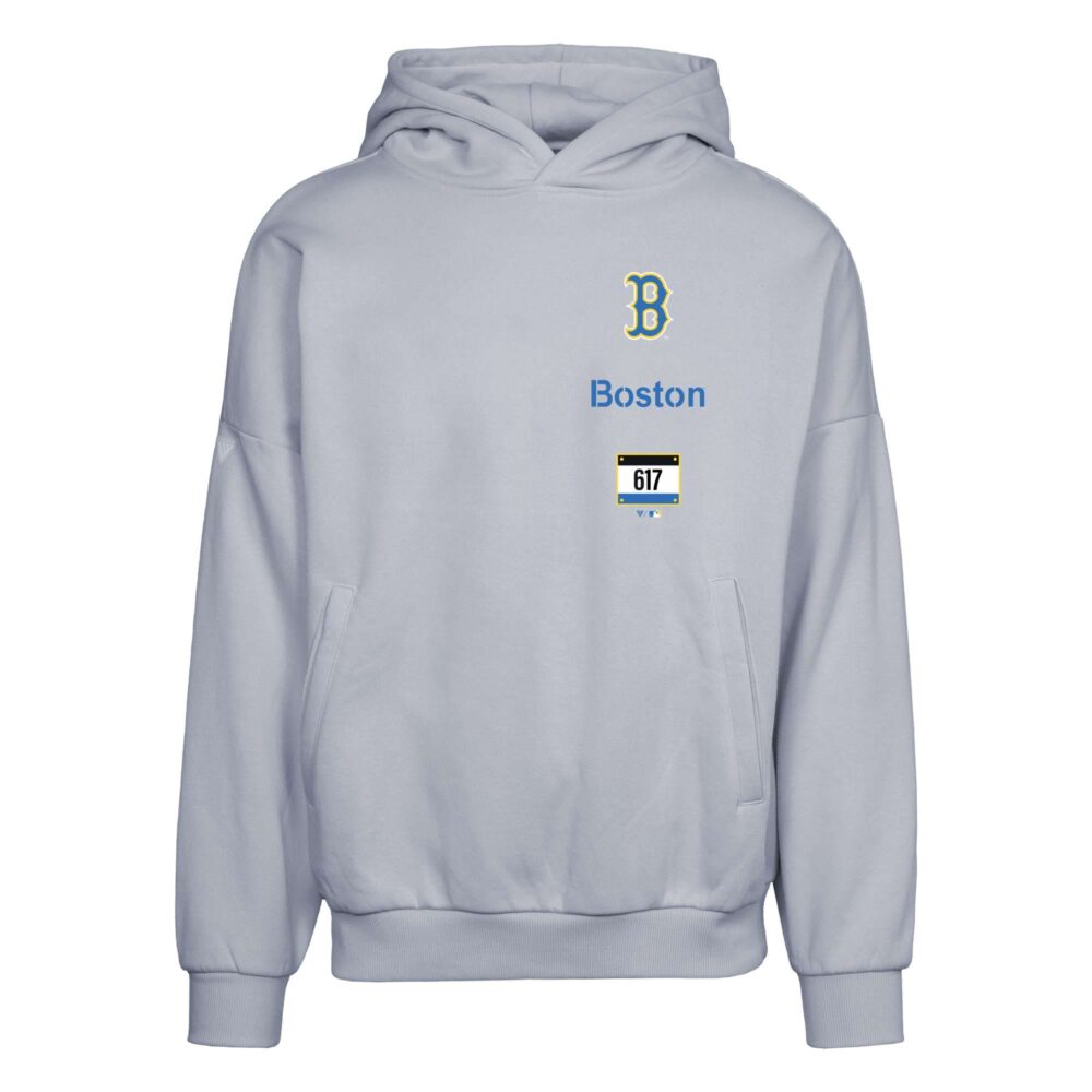 Men's Boston Red Sox Levelwear Gray City Connect Contact Baseline Pullover Hoodie