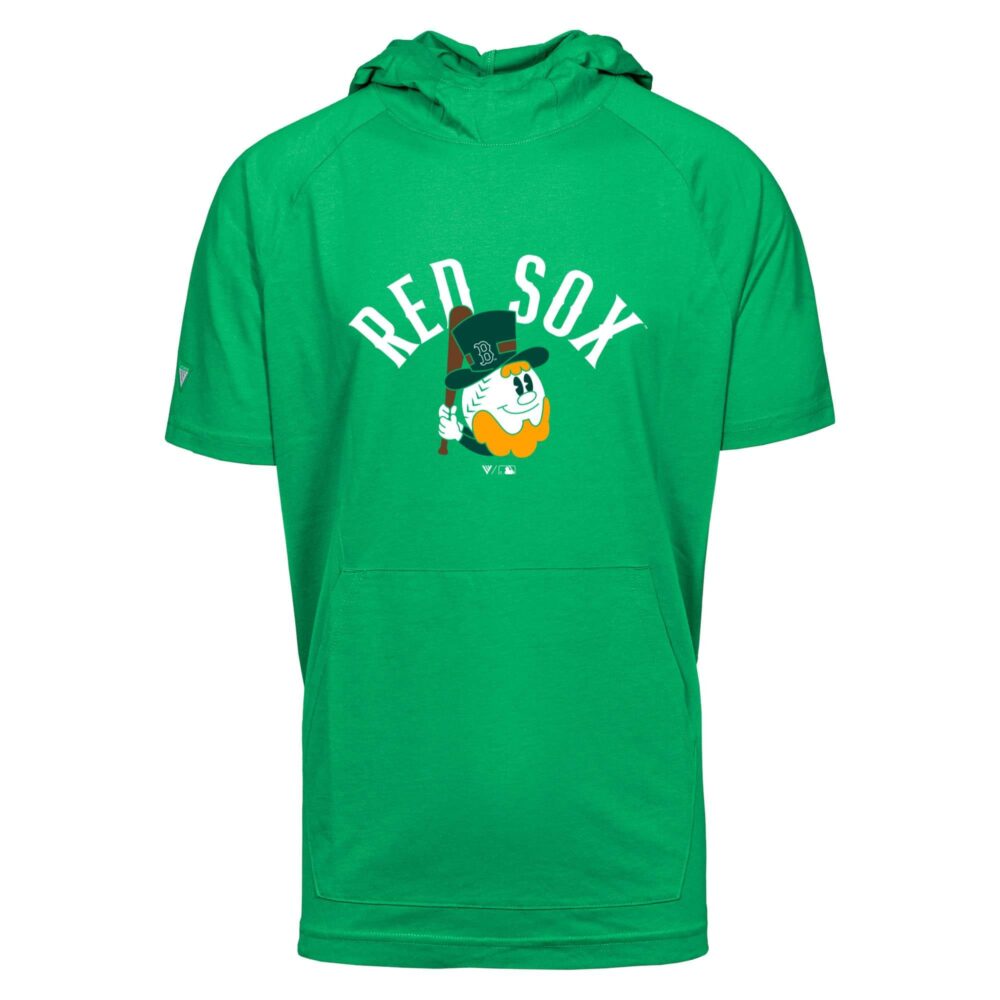 Men's Boston Red Sox  Levelwear Green St. Patrick's Day Phase Short Sleeve Raglan Hoodie