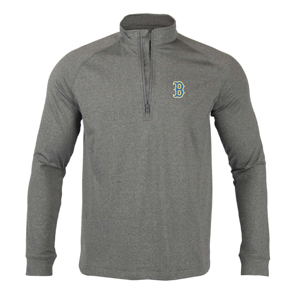 Men's Boston Red Sox  Levelwear Heather Charcoal City Connect Calibre Insignia Core Quarter-Zip Pullover Top